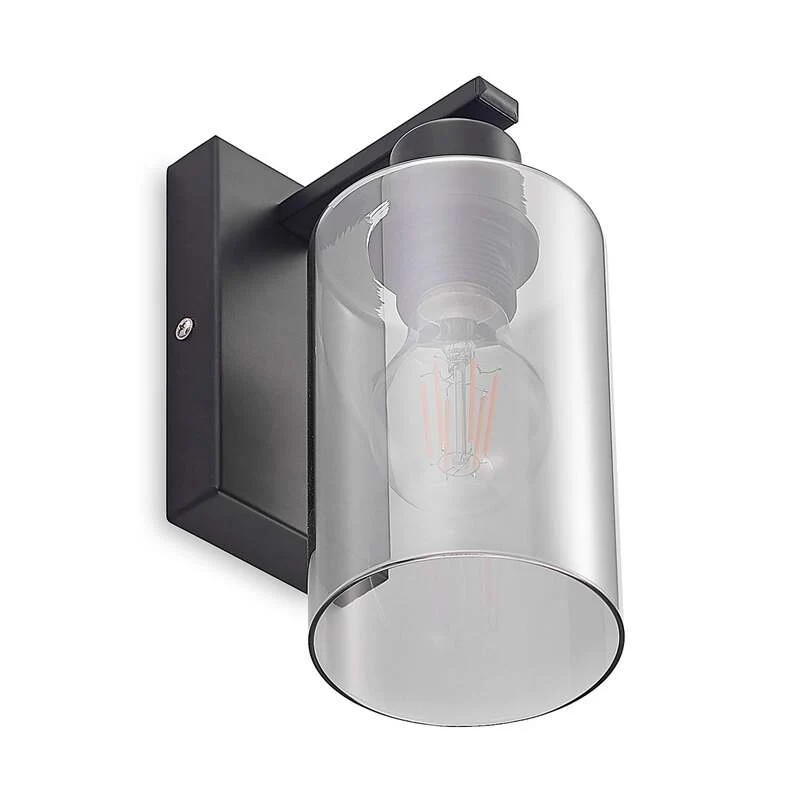 B-Ware Lindby Wandleuchte Emavi LED Wandlampe dimmbar schwarz rauchgrau 23cm Höhe