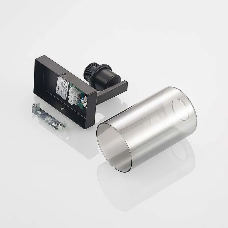 B-Ware Lindby Wandleuchte Emavi LED Wandlampe dimmbar schwarz rauchgrau 23cm Höhe