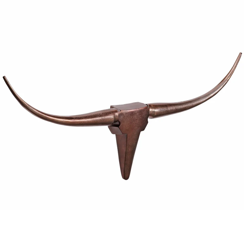 Deko Geweih Bull M 100cm Bronze Aluminium Stierkopf Modern