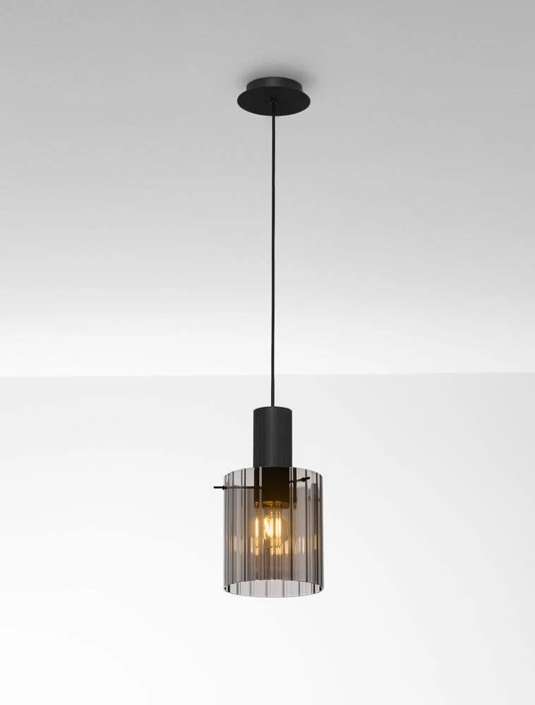 Mirbi Pendelleuchte Ø 18cm Schwarz, Rauch