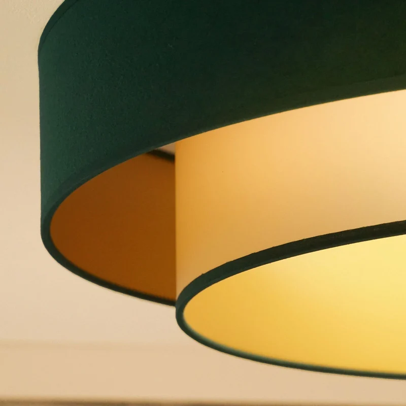 B-Ware Deckenlampe Lampe LED Luneta Fernbedienung Samt dunkelgrün gold Deckenleuchte220