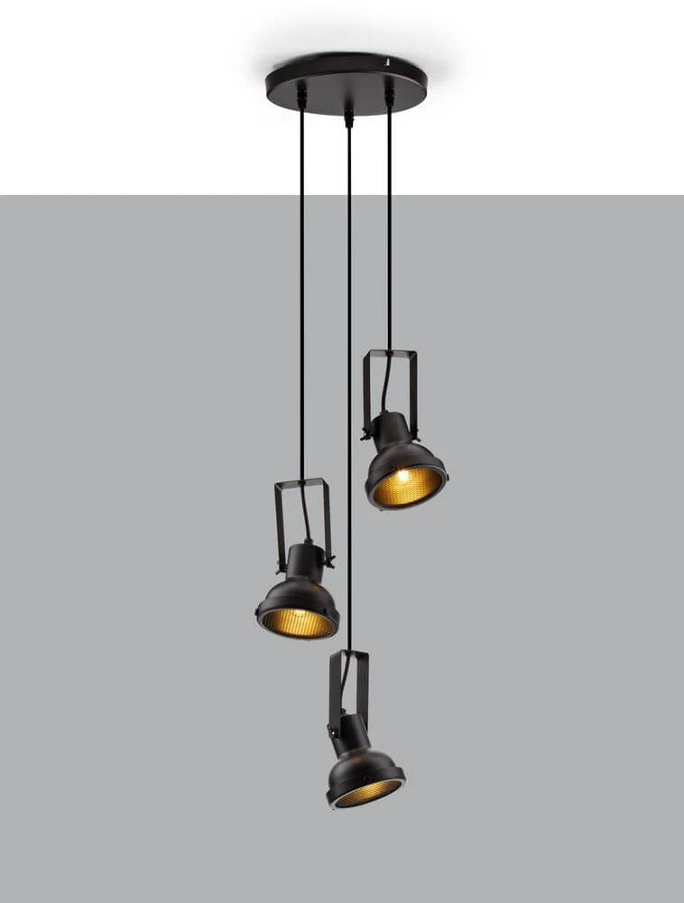 Ruvi Pendelleuchte E14 3-flammig Ø 24cm Schwarz