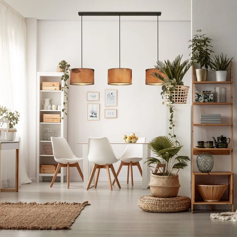 B-Ware Briloner Pendelleuchte Hängeleuchte Mata LED 3-flammig Blätterdekor Boho-Stil