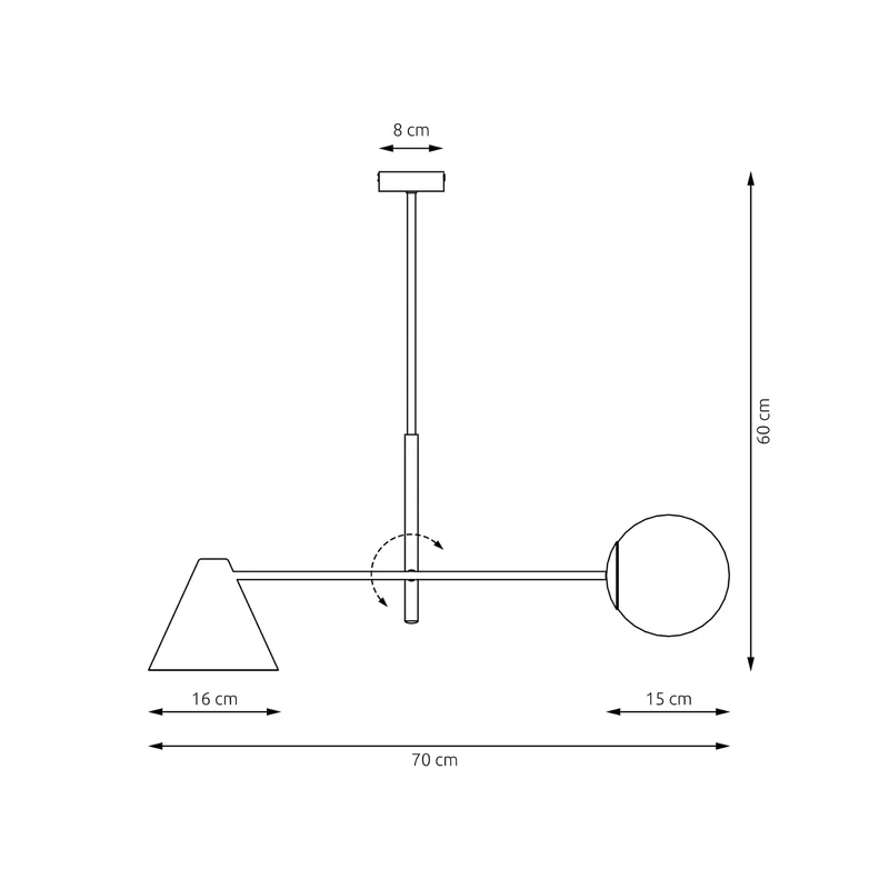 B-Ware Deckenlampe Hermes 2-flammig LED dimmbar schwarz Stahl Glas 70cm Höhe 60cm
