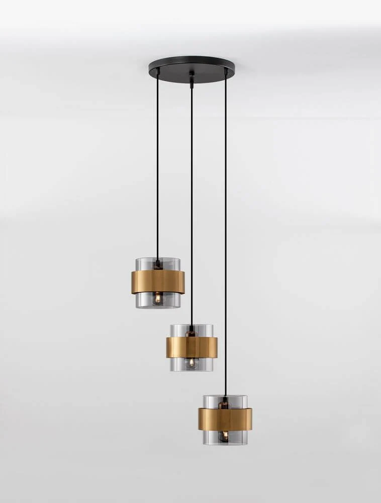Sianna Pendelleuchte 3-flammig Ø 45cm Gold, Rauch, Schwarz
