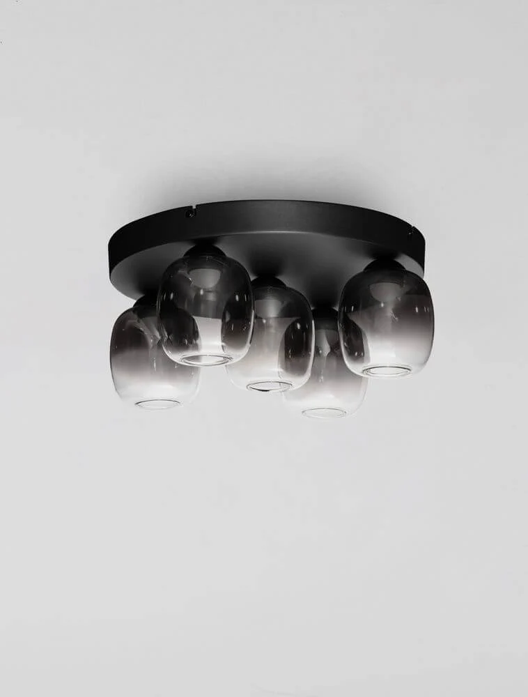Kita LED Deckenleuchte 5-flammig Ø 45cm 3000K Schwarz, Rauch