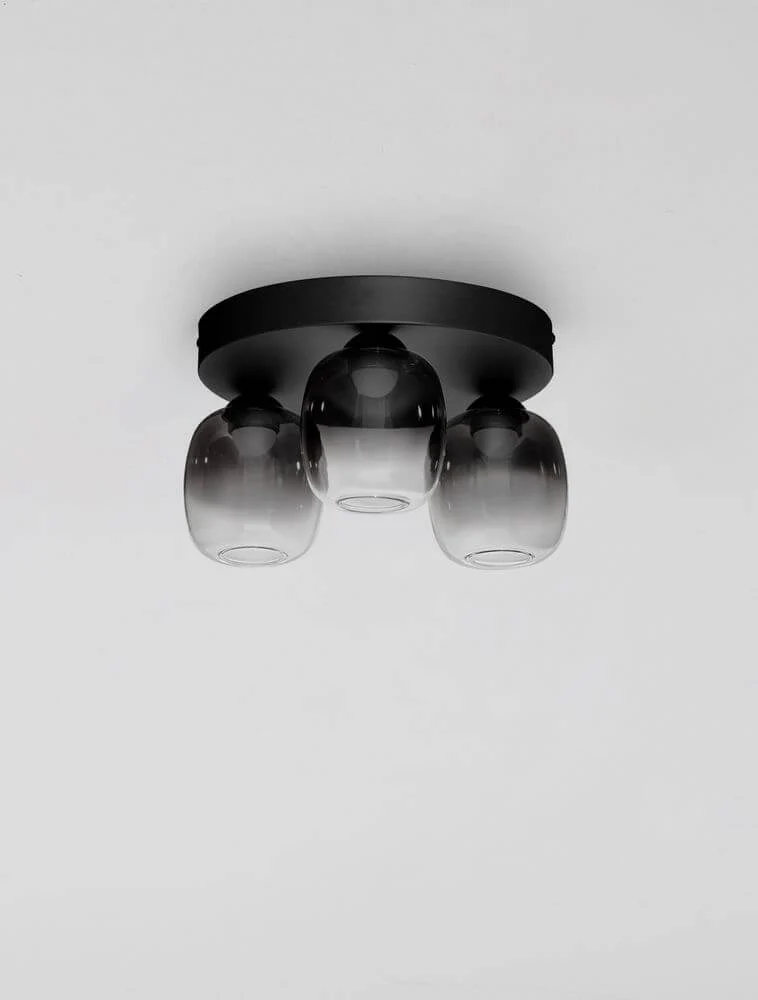 Kita LED Deckenleuchte 3-flammig Ø 30cm 3000K Schwarz, Rauch