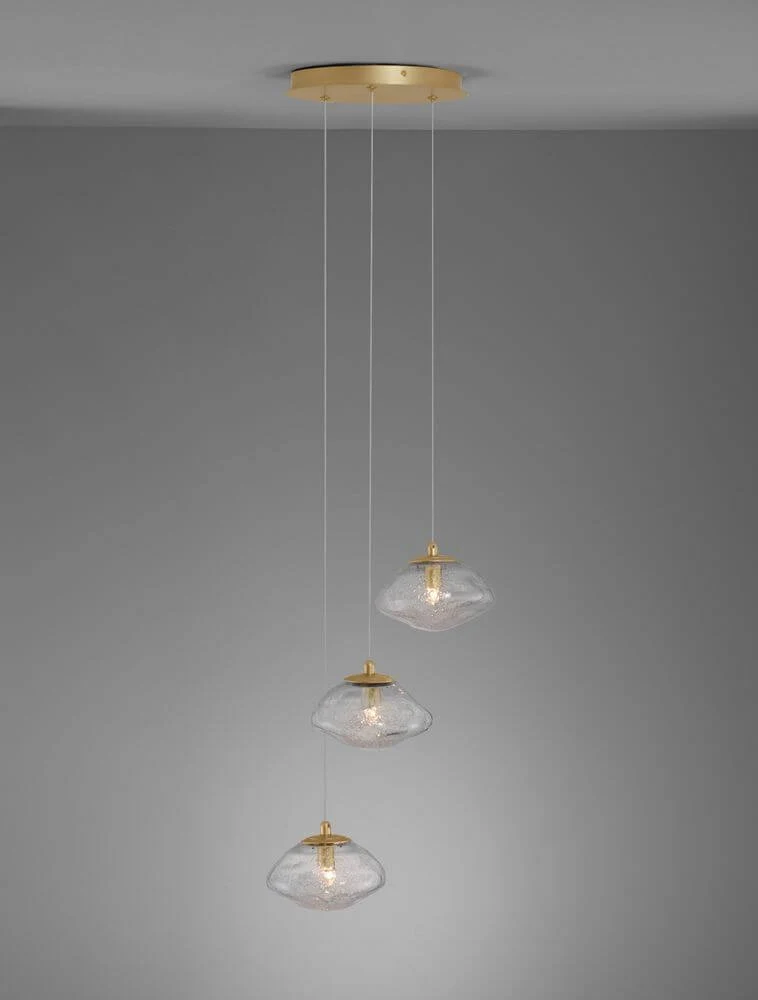 King Pendelleuchte 3-flammig Ø 25cm Gold, Transparent