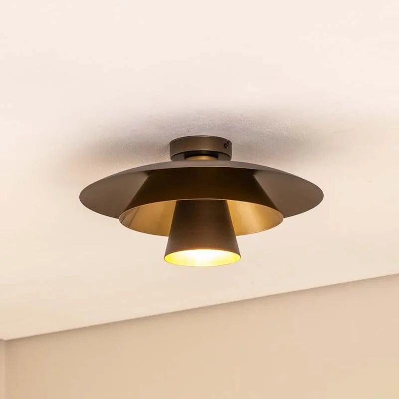 B-Ware Deckenleuchte Plato LED Lampe Leuchte dimmbar titan goldfarben Ø38cm 20cm hoch