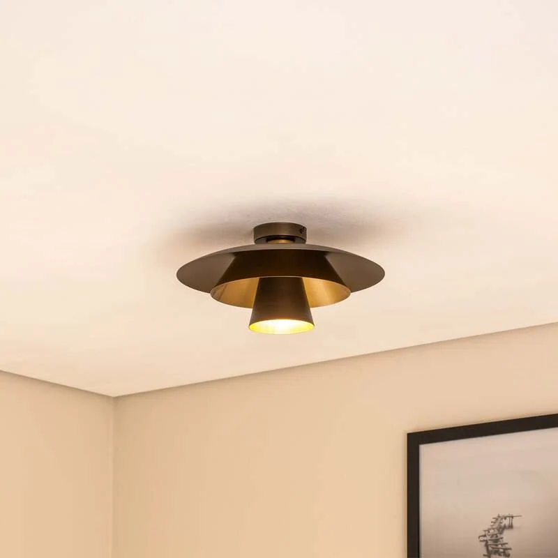 B-Ware Deckenleuchte Plato LED Lampe Leuchte dimmbar titan goldfarben Ø38cm 20cm hoch