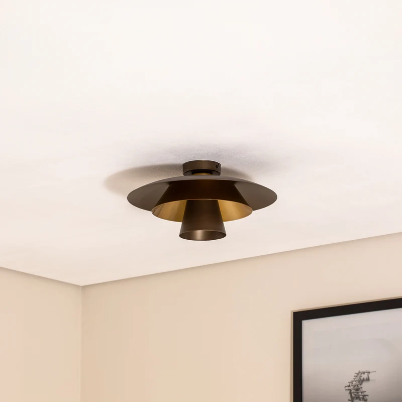 B-Ware Deckenleuchte Plato LED Lampe Leuchte dimmbar titan goldfarben Ø38cm 20cm hoch