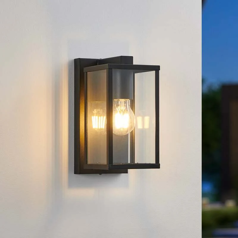 B-Ware EGLO Außenwandleuchte Budrone schwarz klar Gartenleuchte Lampe dimmbar IP44 27cm