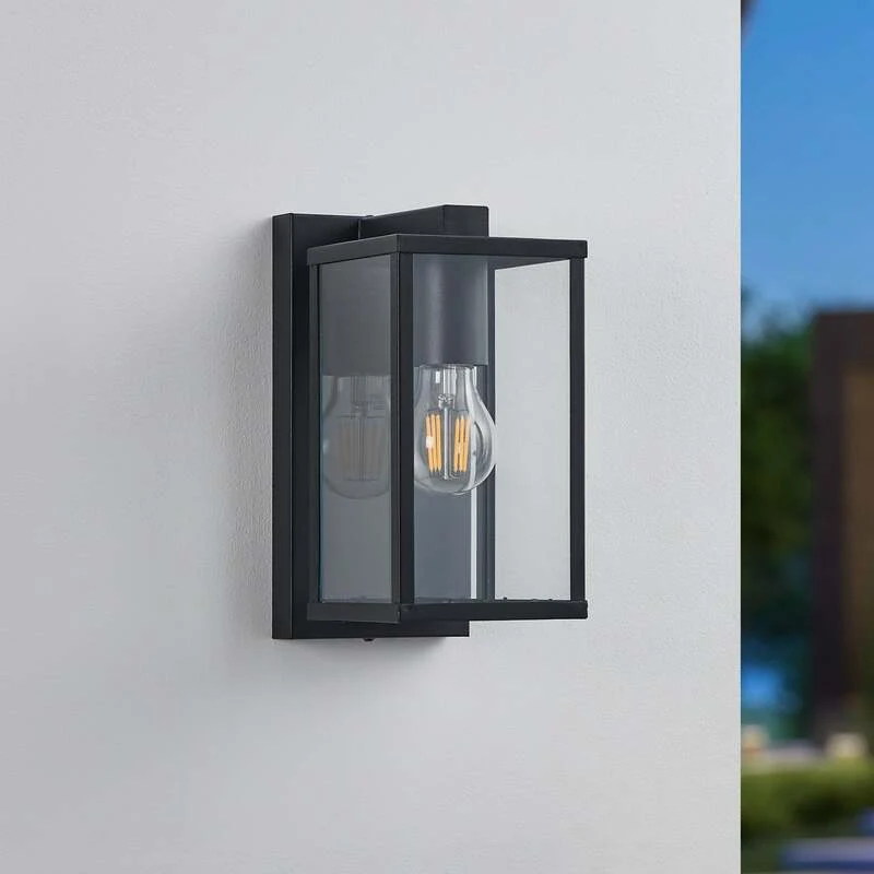 B-Ware EGLO Außenwandleuchte Budrone schwarz klar Gartenleuchte Lampe dimmbar IP44 27cm