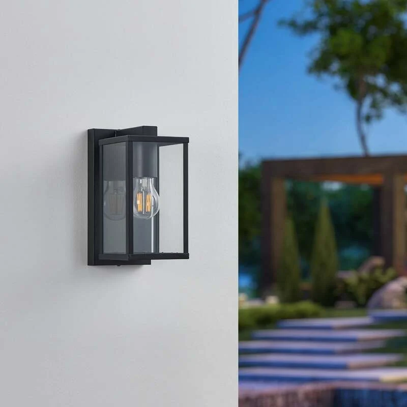B-Ware EGLO Außenwandleuchte Budrone schwarz klar Gartenleuchte Lampe dimmbar IP44 27cm