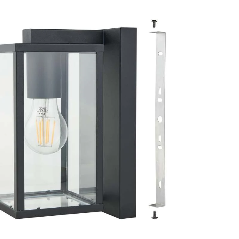 B-Ware EGLO Außenwandleuchte Budrone schwarz klar Gartenleuchte Lampe dimmbar IP44 27cm