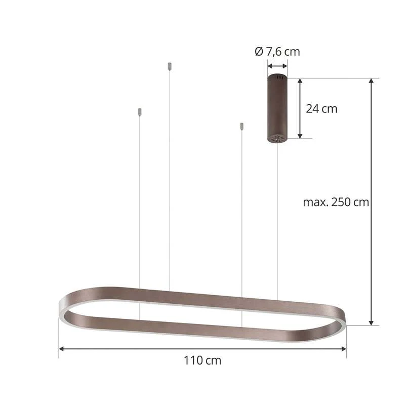 B-Ware Lucande Hängeleuchte Melinay LED Pendelleuchte dimmbar CCT braun 110x32cm