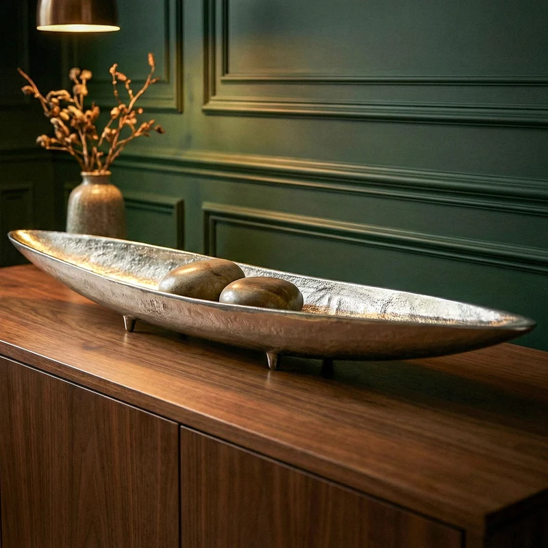 Dekoschale Silber Aluminium 60 cm, Tischdeko Wohnzimmer von Wohnling