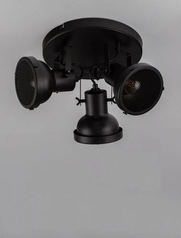 Ruvi Deckenleuchte GU10 3-flammig Ø 24cm Schwarz