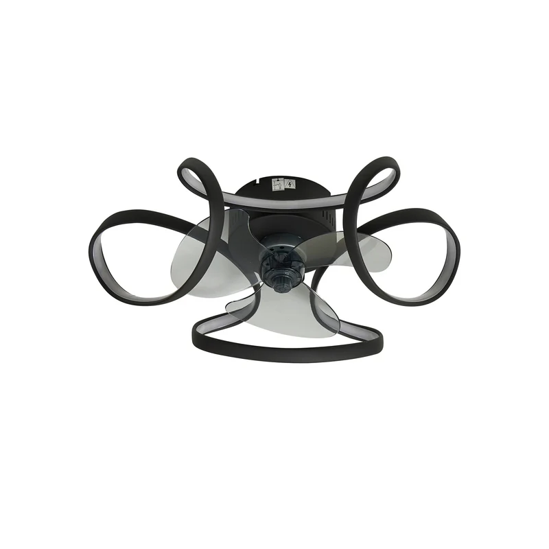 B-Ware Lindby Deckenleuchte Ventilator Lomata LED dimmbar Lampe schwarz Ø60cm 23cm