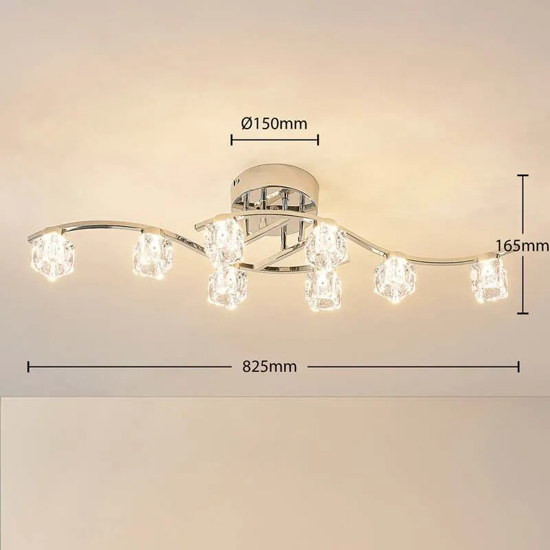 B-Ware Lindby Deckenleuchte Yaro LED Lampe dimmbar 8-flammig chrom 82,5x18cm modern