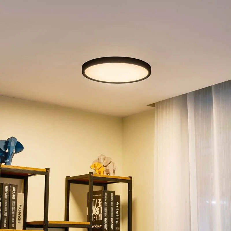 B-Ware Lindby Deckenleuchte Pravin LED Lampe Leuchte schwarz Ø40cm warmweiß 3000K