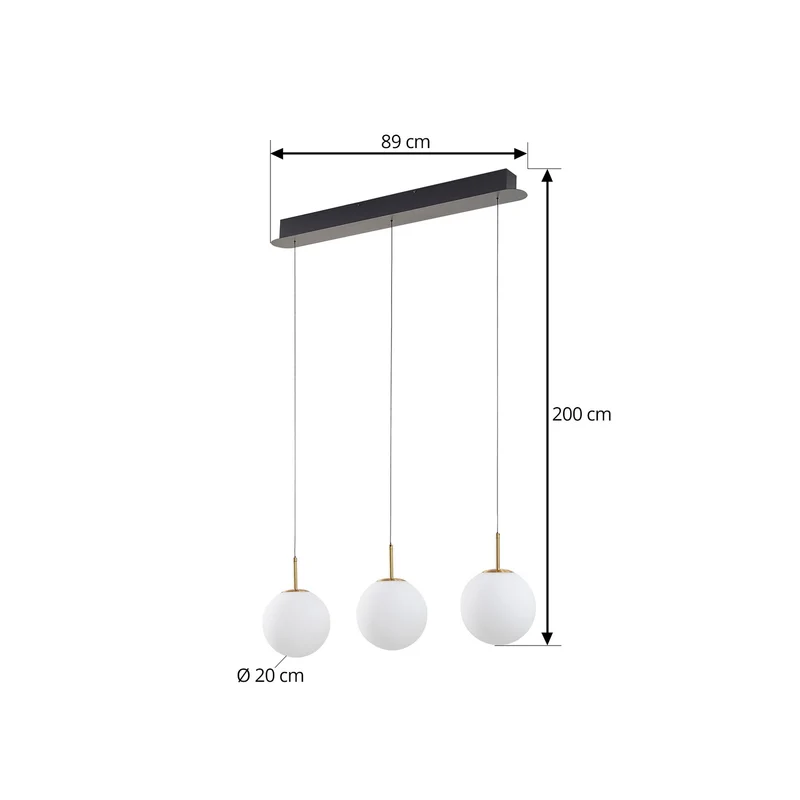B-Ware Lucande Pendelleuchte Hängeleuchte LED Joran Glas weiß Gold Esszimmer Lampe