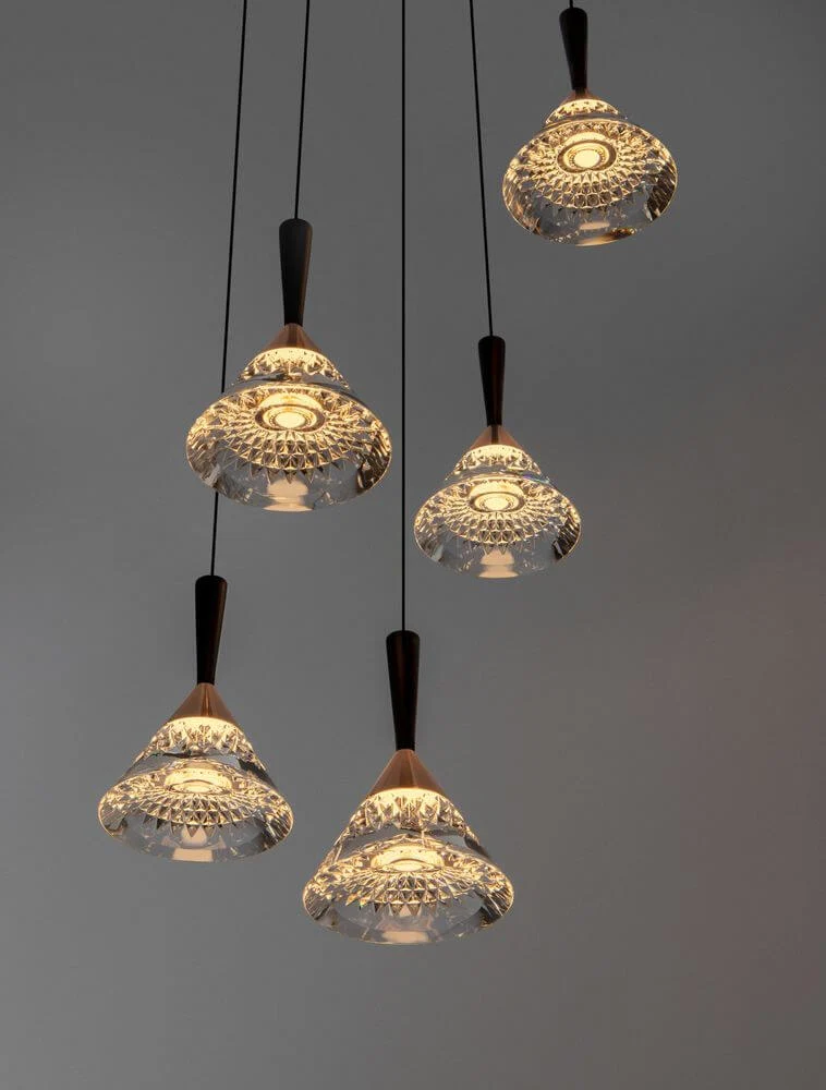 Paluz LED Pendelleuchte 5-flammig Ø 32cm 3000K Schwarz, Roségold