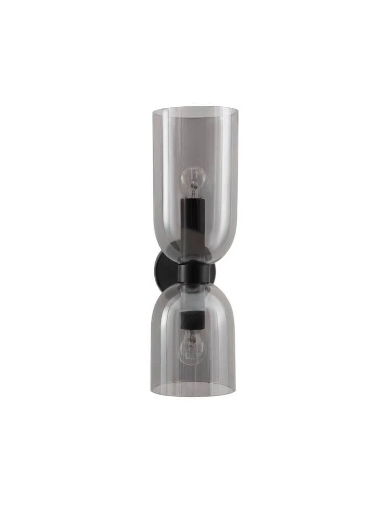 Palmer Wandleuchte Tulpe E14 2-flammig Schwarz, Rauch