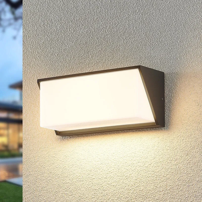B-Ware Lindby Außenleuchte Wandlampe LED dunkelgrau IP65 Außenlampe warmweiß 25 cm713