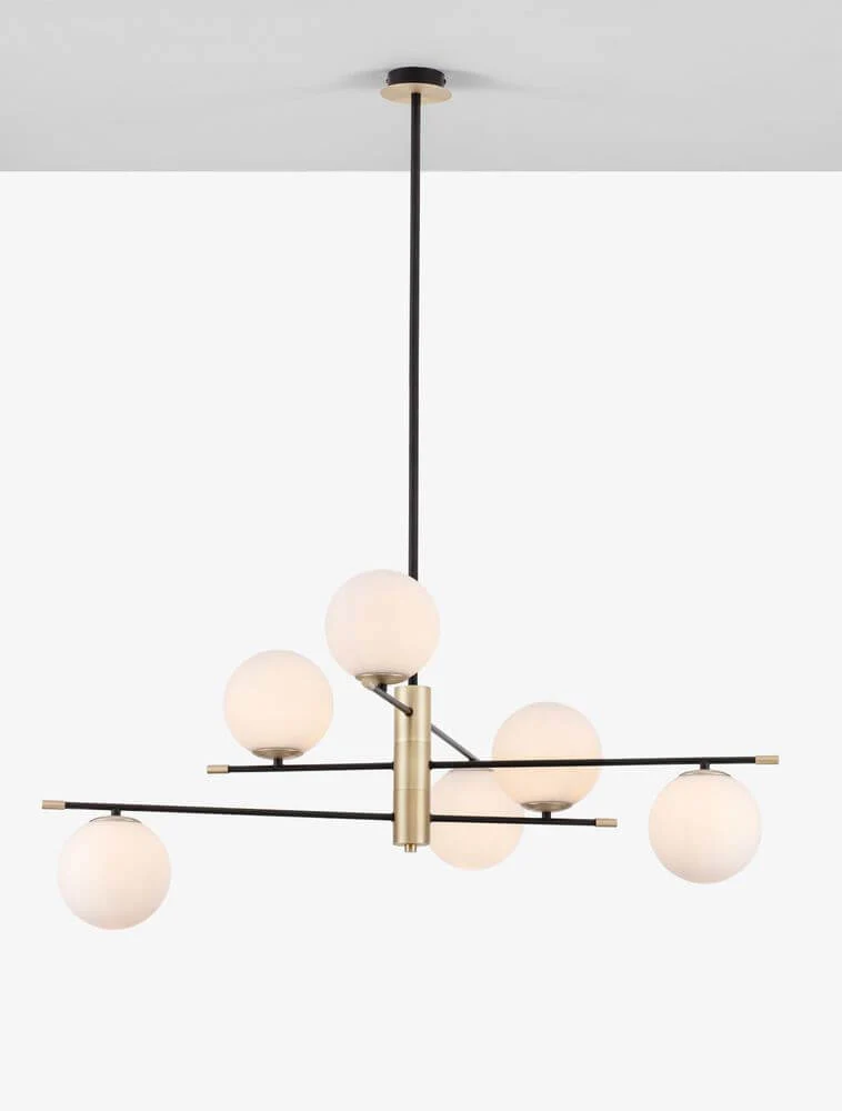 Git Pendelleuchte 6-flammig Ø 100cm Gold, Weiß, Schwarz