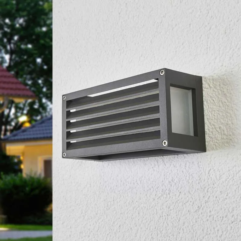 B-Ware Lucande Außenwandleuchte Aurelien LED Gartenlampe dimmbar anthrazit 25x12,5cm