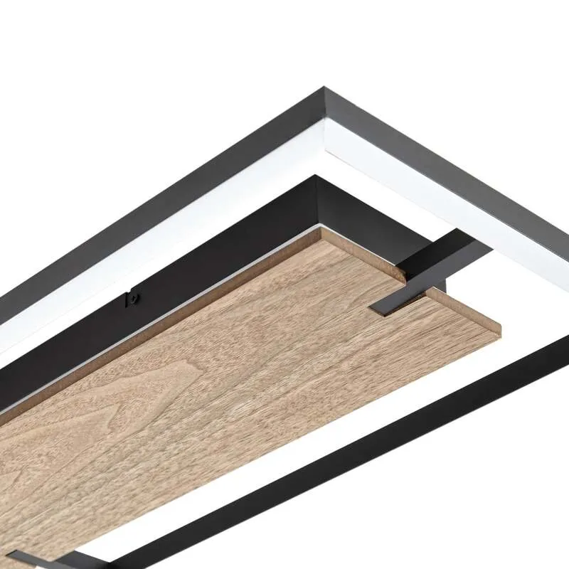 B-Ware Lucande Deckenleuchte Vectra LED Lampe dimmbar Holz schwarz 100x30cm 3000K