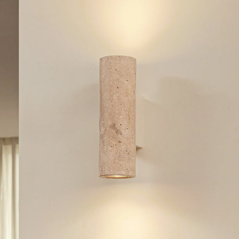 B-Ware Lucande Wandleuchte Leuchte Beige Naturfarbend Tavira travertin Stein Up Down