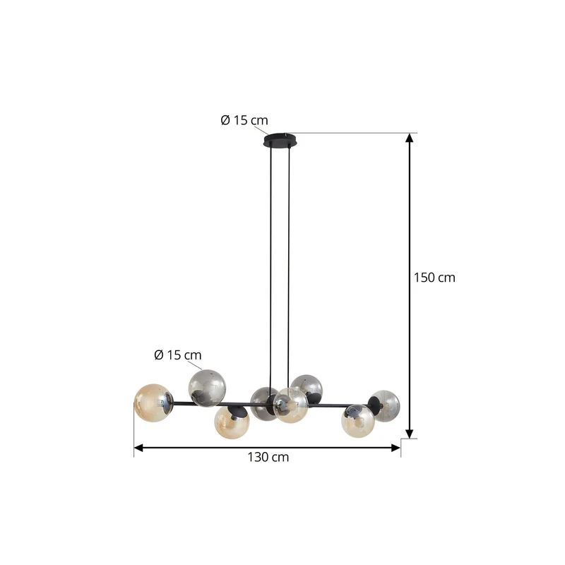 B-Ware Lindby Pendelleuchte Isamer Leuchte 130cm rauchgrau amber Kugel Lampe Spot