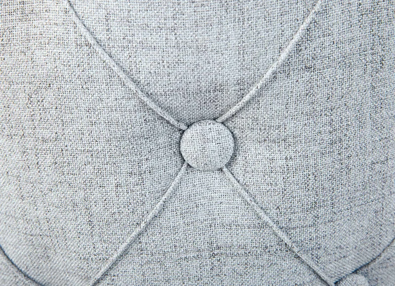 Polsterhocker Hocker YAPAK mit Stoffbezug in Grau und Knopfheftung