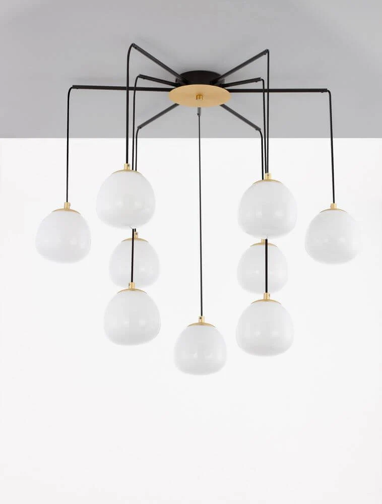 The Egg Pendelleuchte 8-flammig Ø 75cm Gold, Weiß, Schwarz