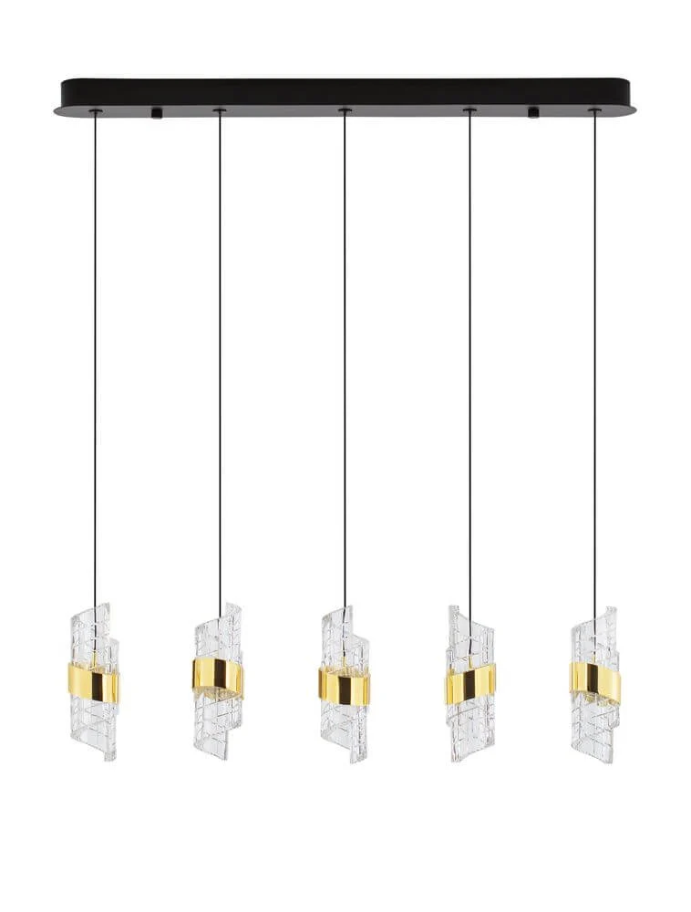 Seneca LED Pendelleuchte Balken 82cm 5-flammig 3000K Schwarz, Gold
