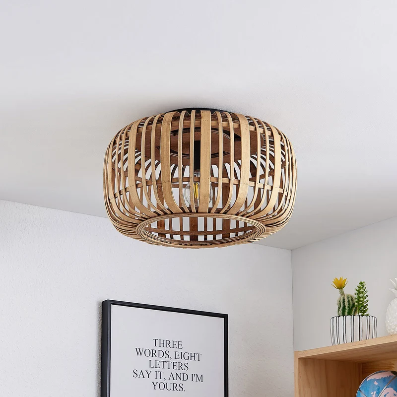 B-Ware Lindby Canyana Deckenlampe Deckenleuchte Lampe Leuchte aus Rattanschirm natur
