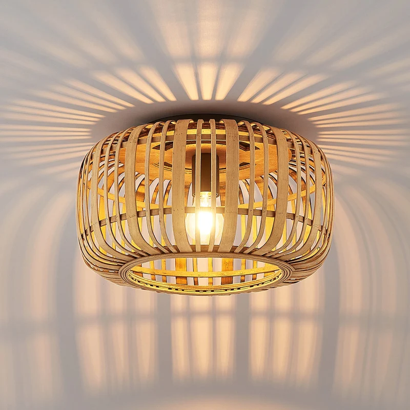 B-Ware Lindby Canyana Deckenlampe Deckenleuchte Lampe Leuchte aus Rattanschirm natur