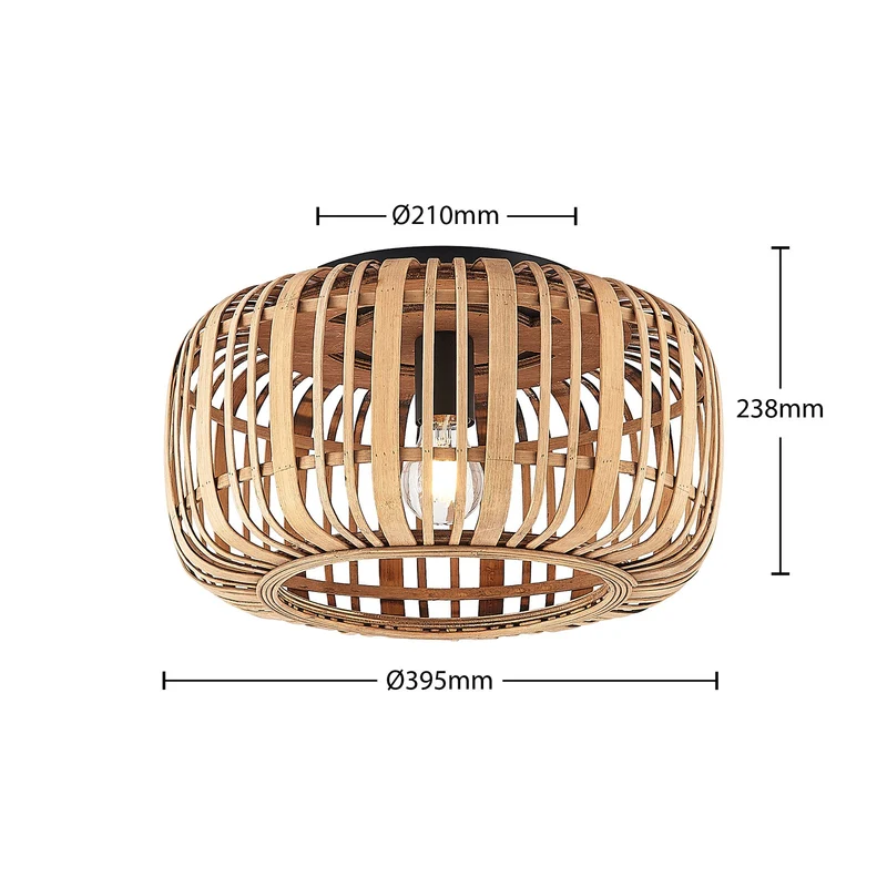 B-Ware Lindby Canyana Deckenlampe Deckenleuchte Lampe Leuchte aus Rattanschirm natur