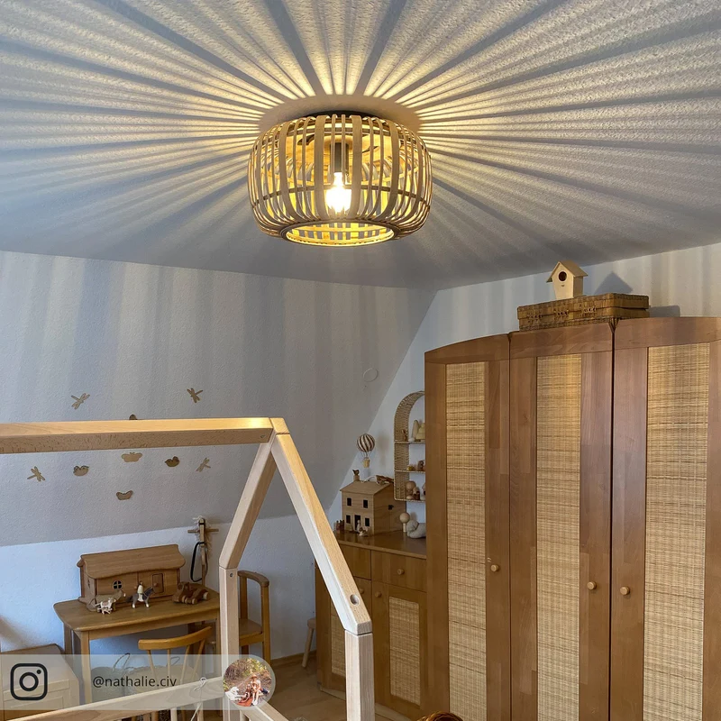B-Ware Lindby Canyana Deckenlampe Deckenleuchte Lampe Leuchte aus Rattanschirm natur