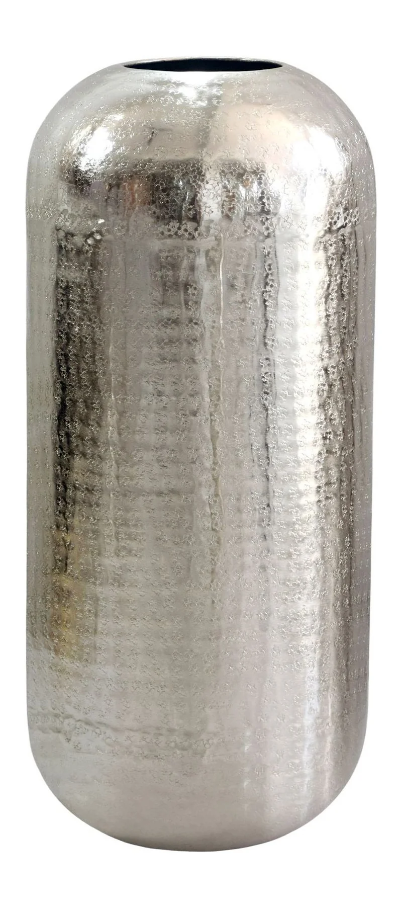 Bodenvase Aluminium 45 cm Silber – Handgefertigte Dekovase