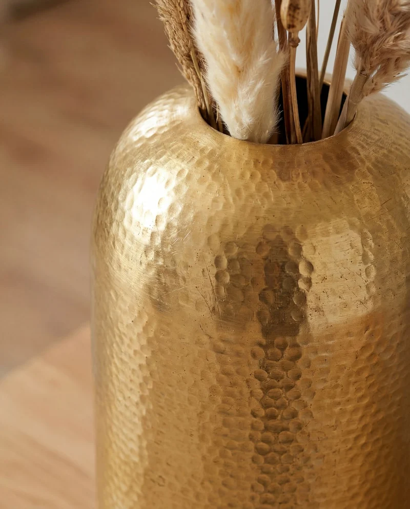 Bodenvase Aluminium Gold 45 cm – moderne Standvase für Wohnzimmer