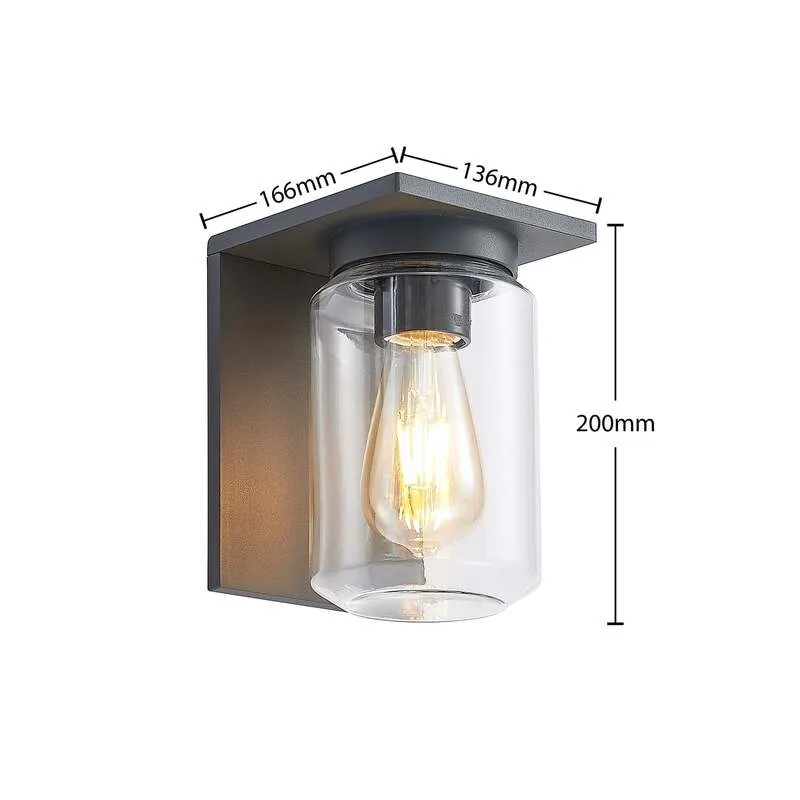 B-Ware Lucande Außenwandleuchte Semka LED Gartenlampe dimmbar anthrazit 20cm IP54