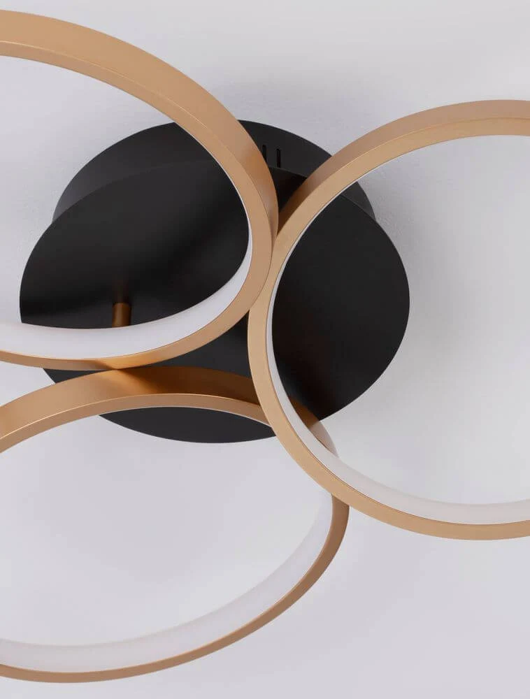 Elize LED Deckenleuchte 3-flammig Ø 55cm 3000K Schwarz, Gold