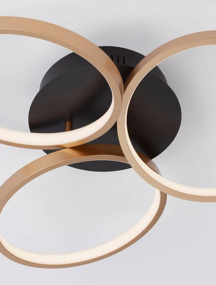 Elize LED Deckenleuchte 3-flammig Ø 55cm 3000K Schwarz, Gold