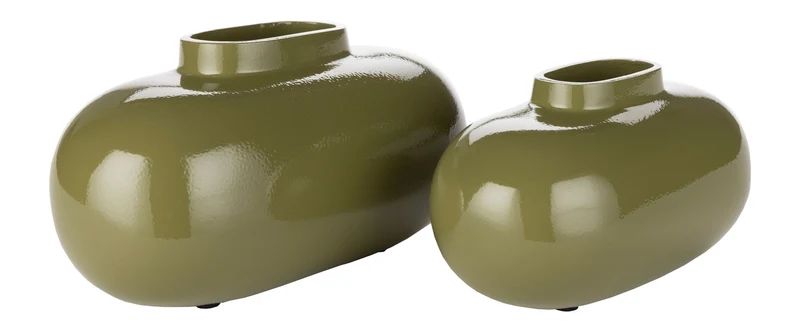 Vase Droplet S Dutchbone Grün – kleine Aluminiumvase im Retro-Design