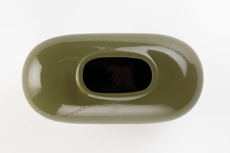 Vase Droplet S Dutchbone Grün – kleine Aluminiumvase im Retro-Design