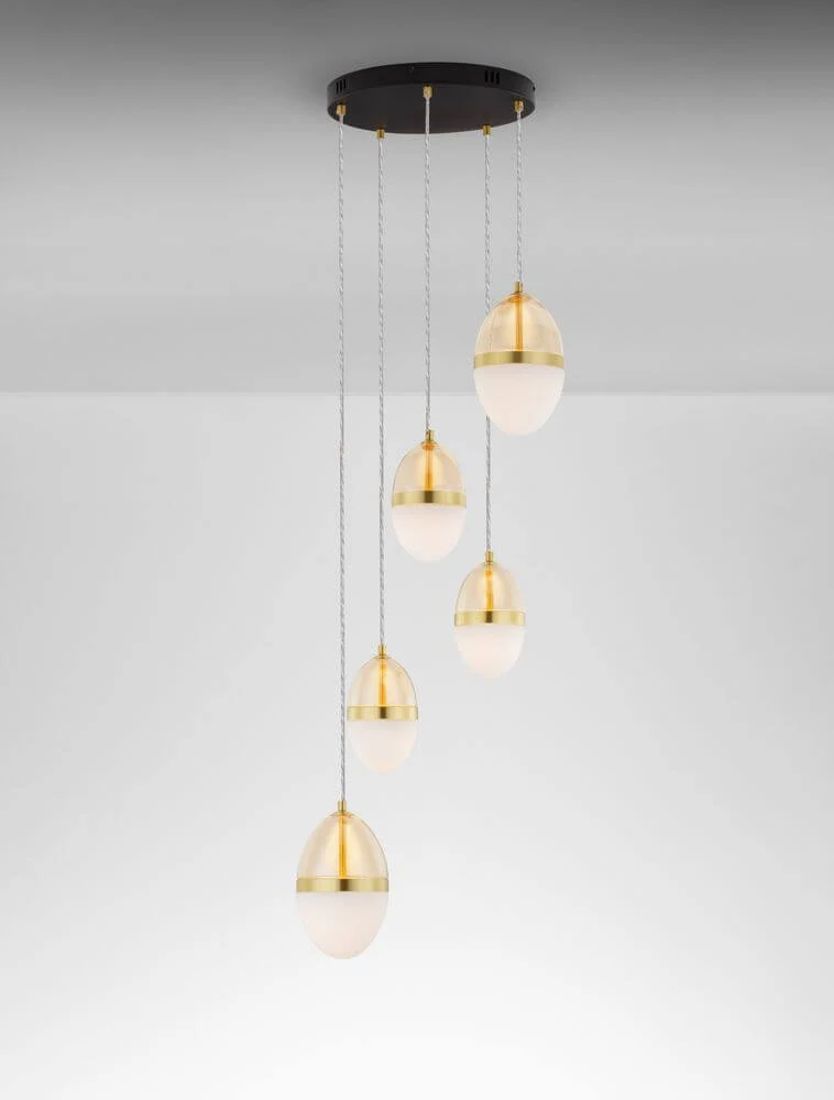 Egna Pendelleuchte 5-flammig Ø 45cm 3000K Gold