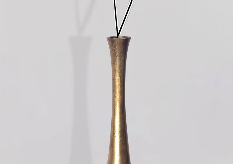 Vase BOTTLE L 100cm Aluminium Gold Blumenvase Modern Groß Handgefertigt